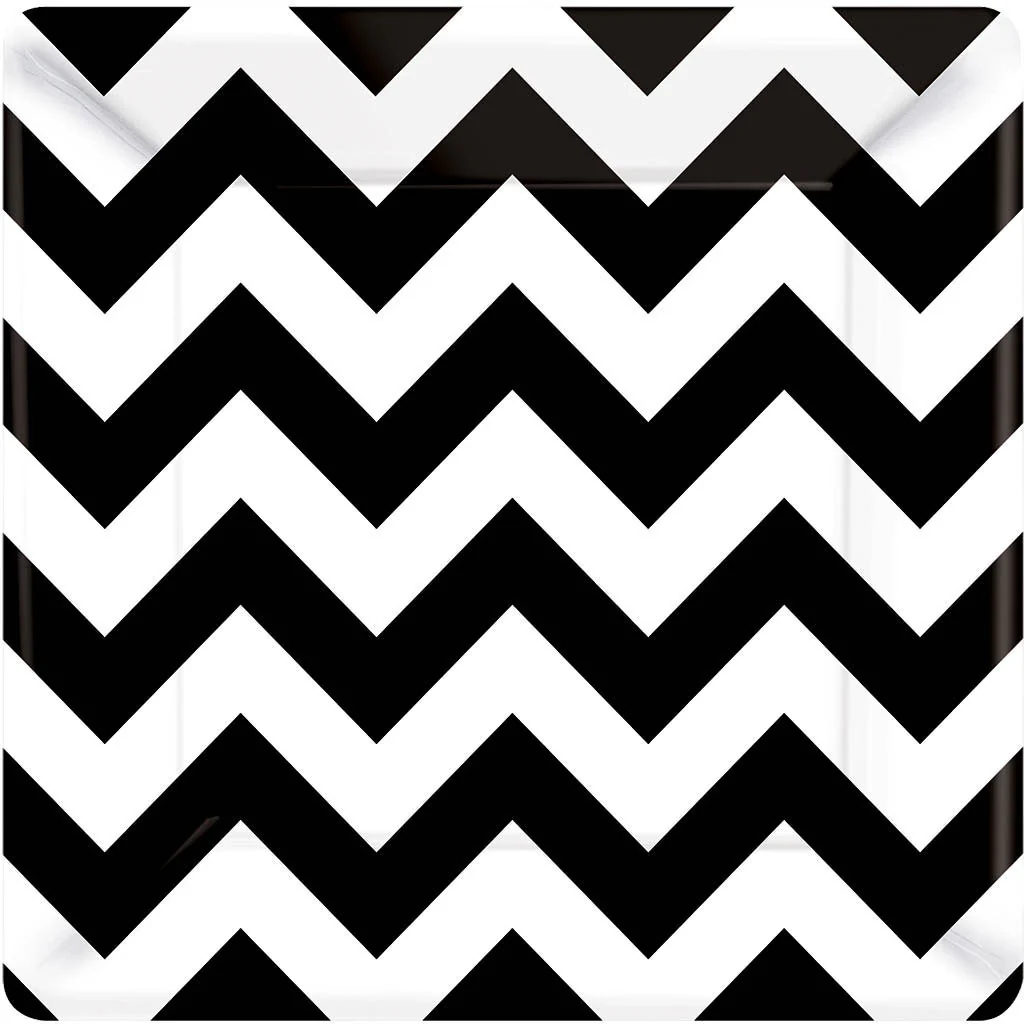 Black & White Chevron Dessert Plates (18ct)