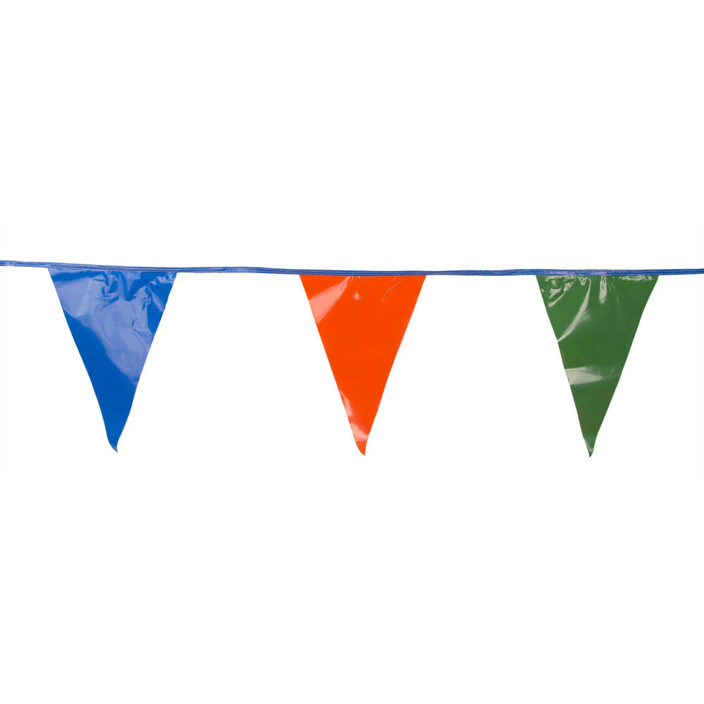 Blue, Green and Orange Triangle Pennant Flag 100 Ft.