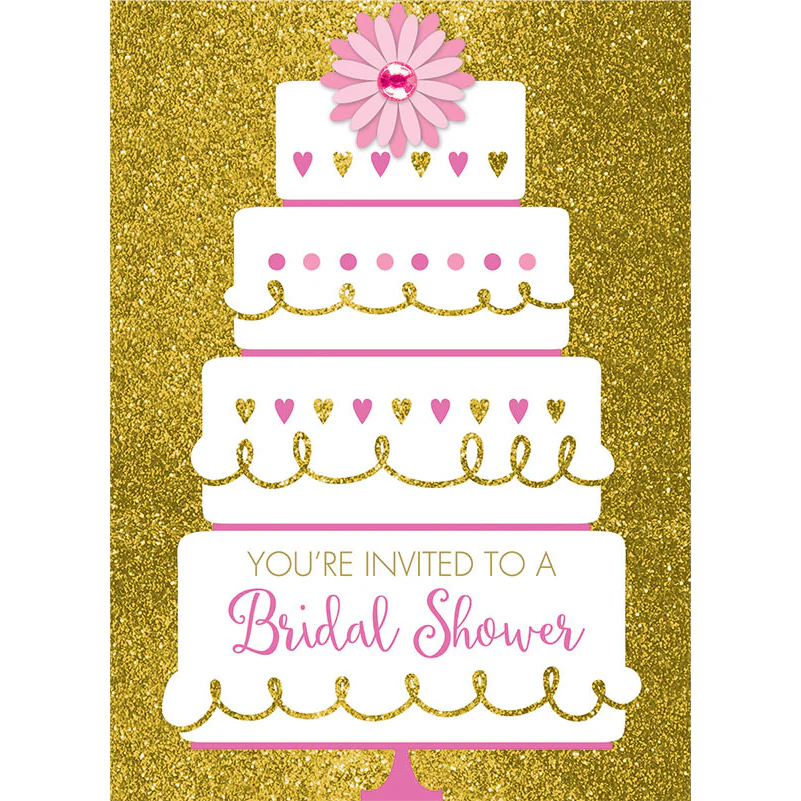 Bridal Shower Wedding Cake Jumbo Deluxe Invitations (8 ct)