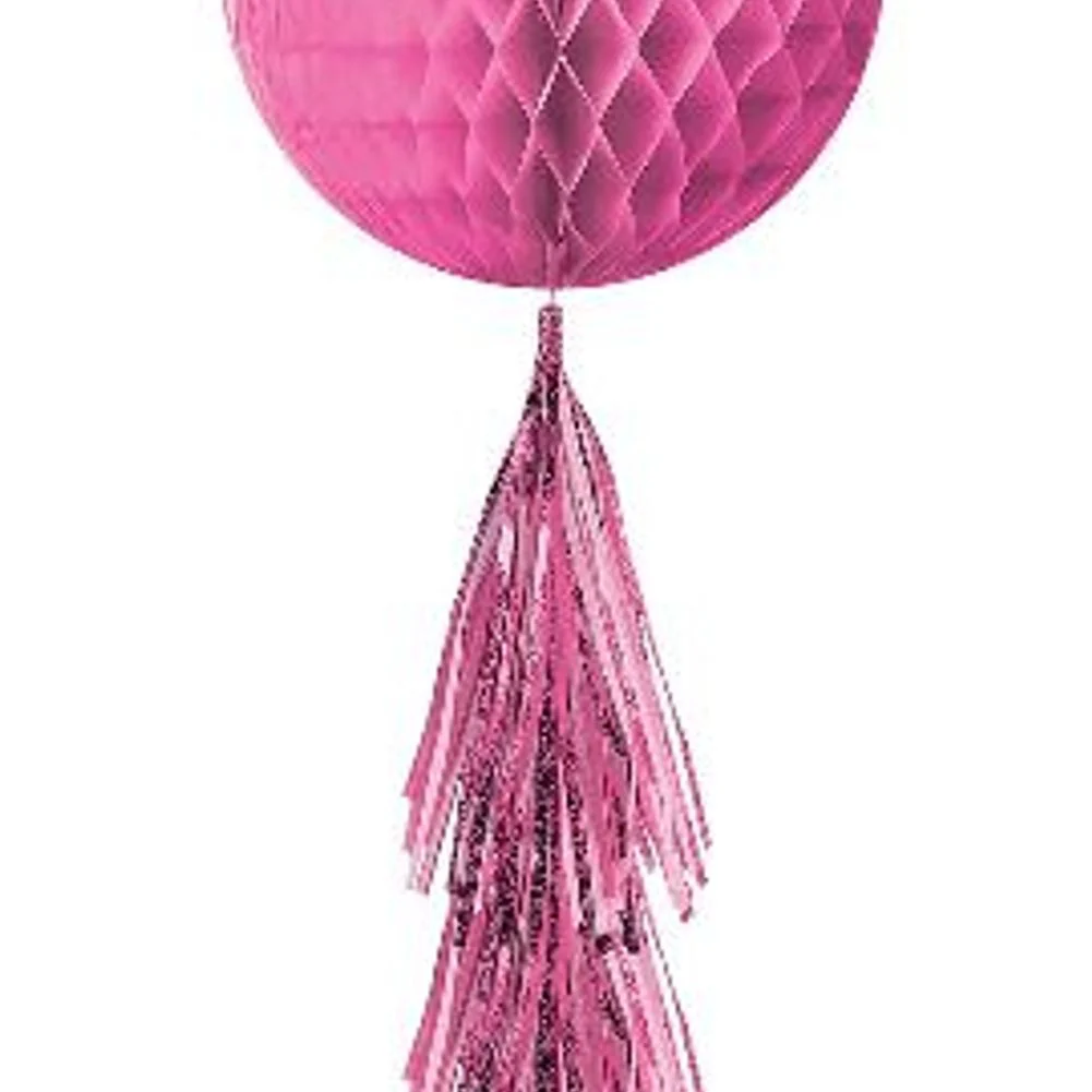 Bright Pink Honeycomb Ball with Tail