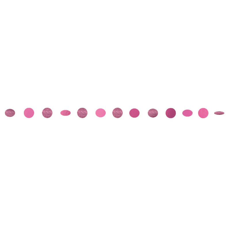 Bright Pink Round Glitter String Garlands, 6ct