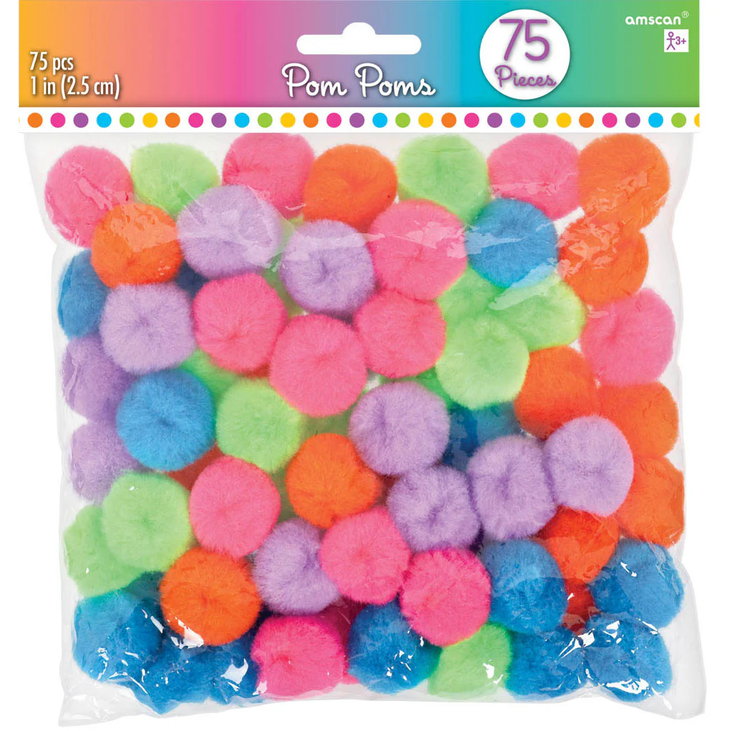 Bright Pom Pom Craft Decorations (75pc)