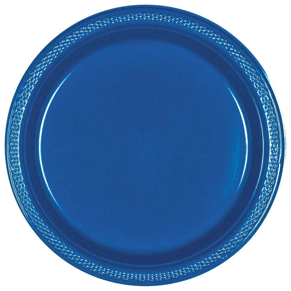 Bright Royal Blue Plastic Dinner Plates (20ct)