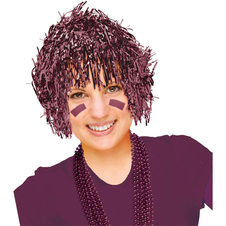 Burgundy Tinsel Wig