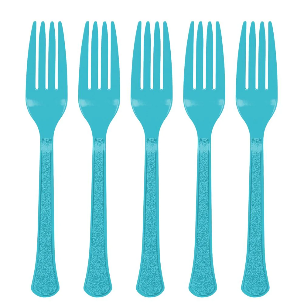 Caribbean Blue Midweight Plastic Forks (20ct)
