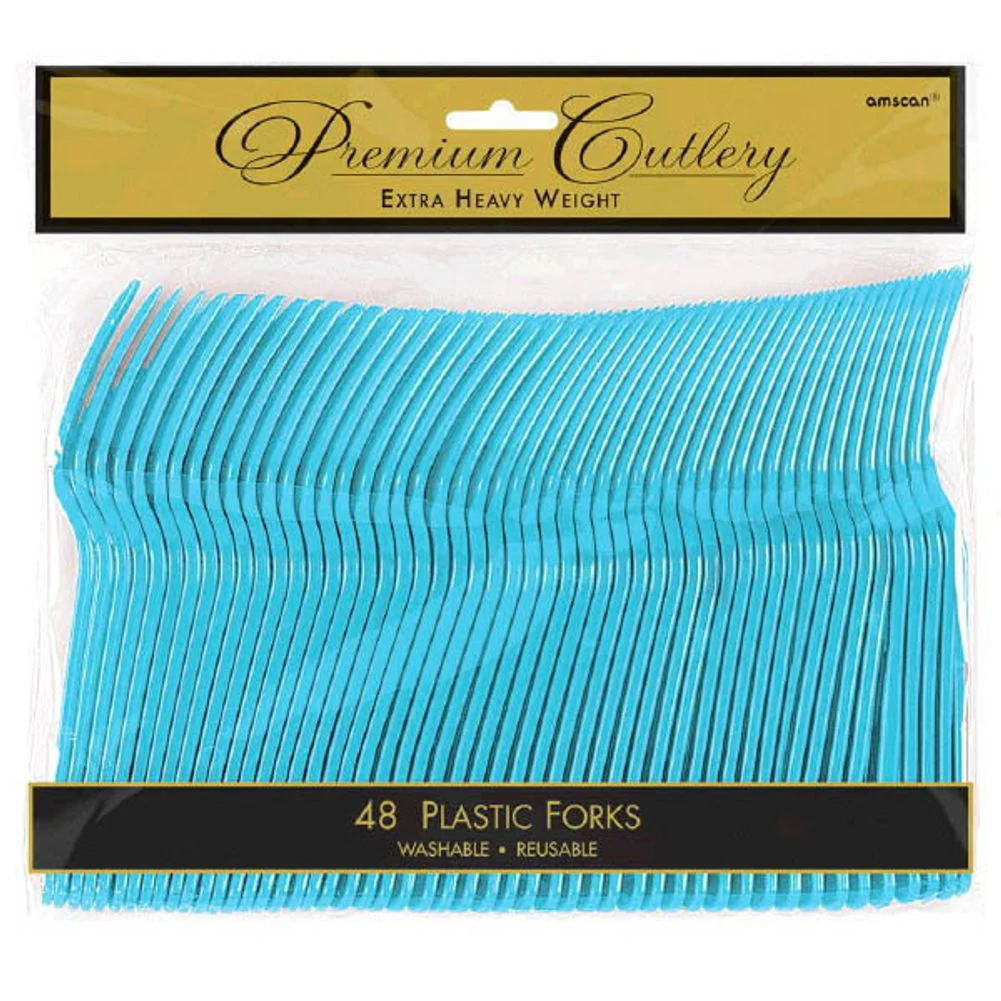 Caribbean Blue Heavy Weight Plastic Forks (48ct)