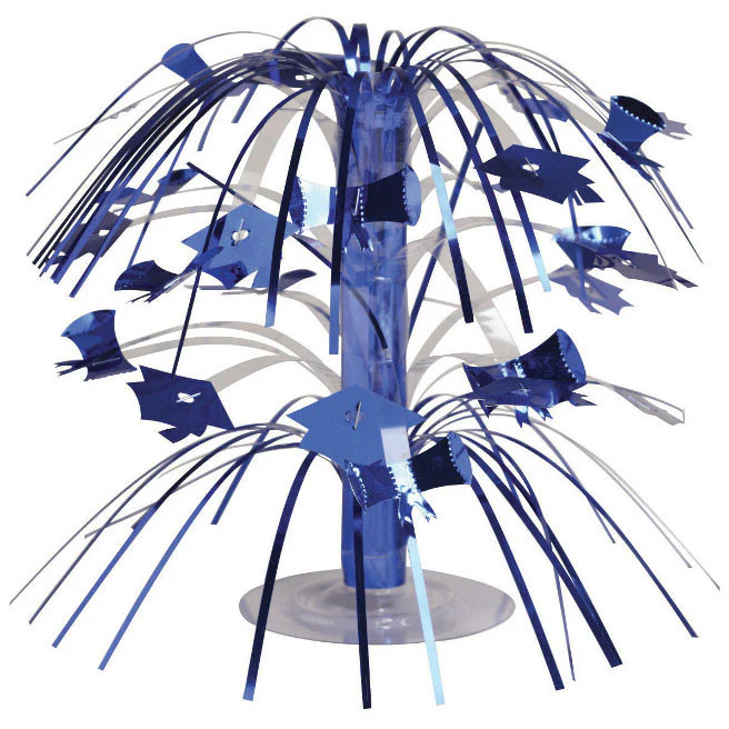 Blue Mini Grad Cap Cascade Centerpiece