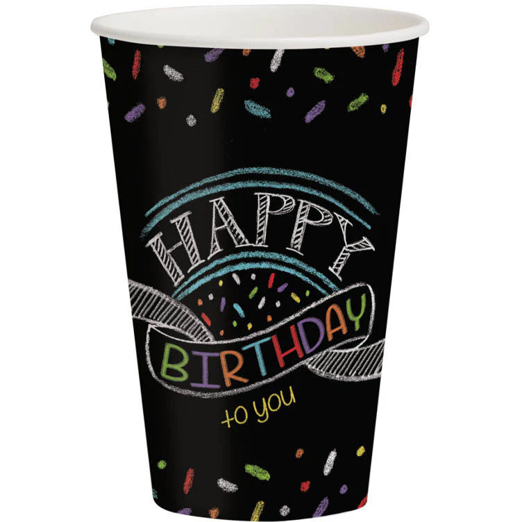 Chalk Birthday 12oz Cups (8ct)
