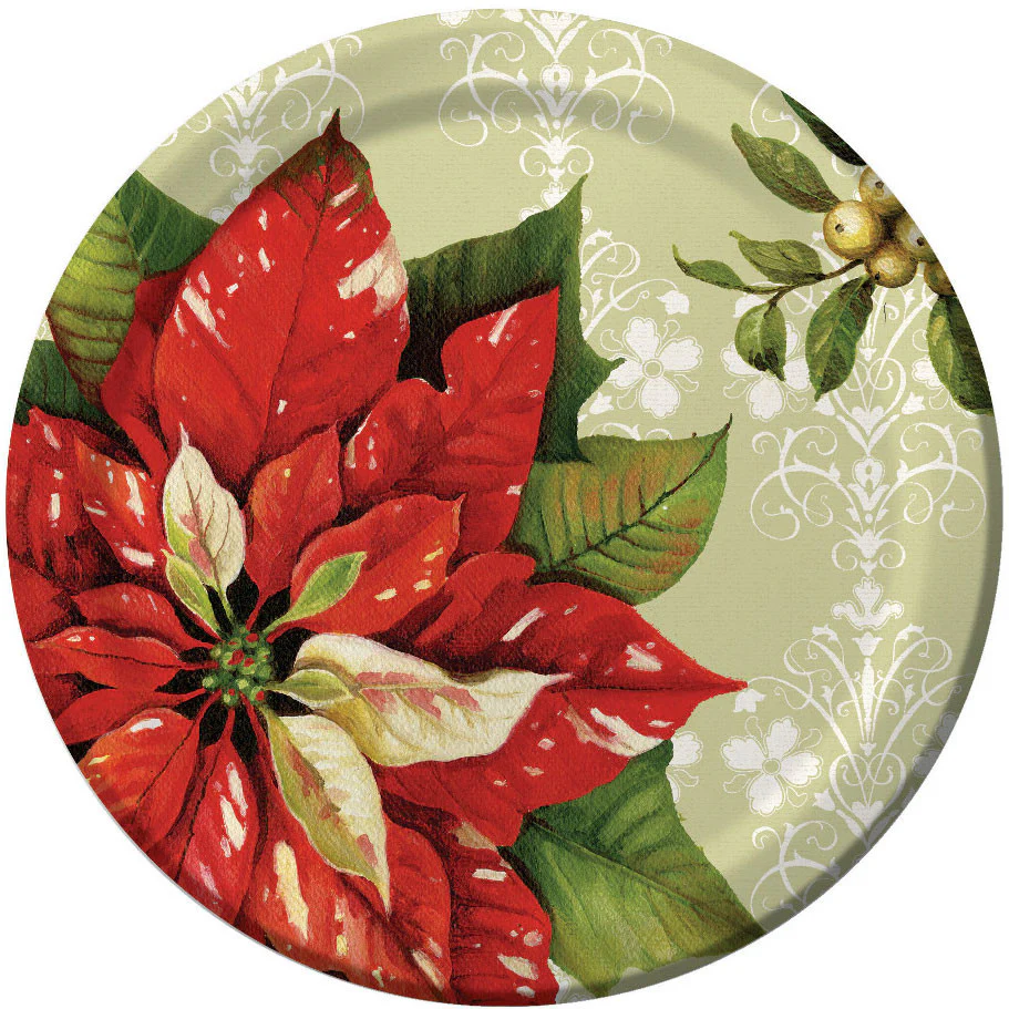 Christmas Poinsettia Dessert Plates (8ct)