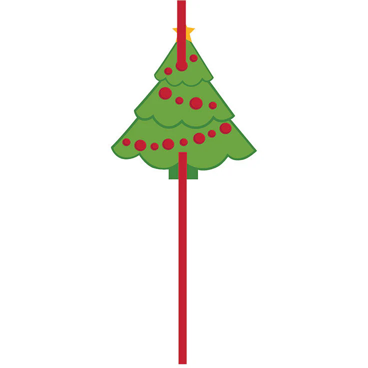 Christmas Tree Plastic Straws (6ct)