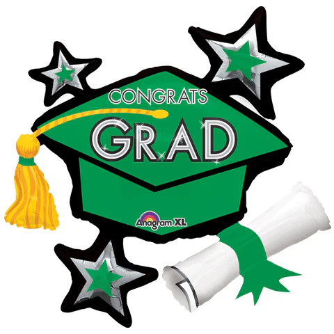 CONGRATS GRAD GREEN CLUSTER SUPER SHAPE
