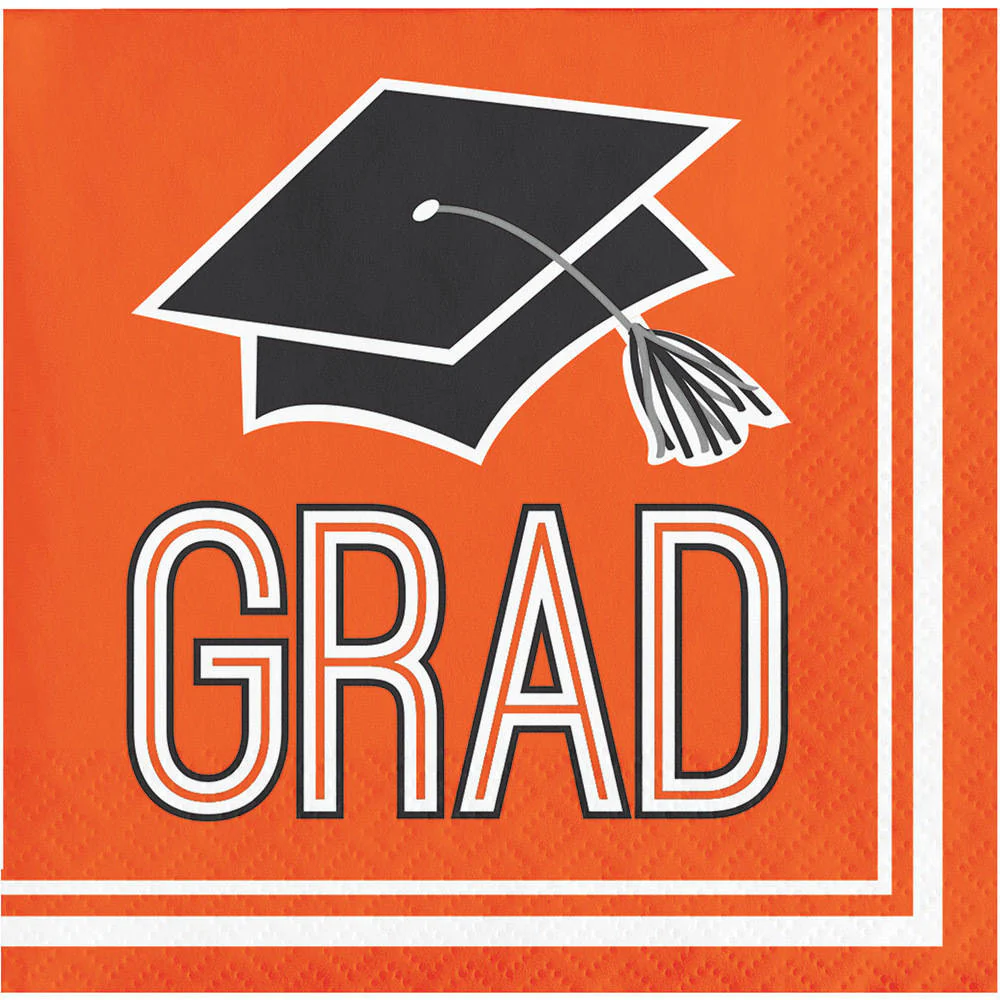 Congrats Grad Orange Beverage Napkins (36 ct)