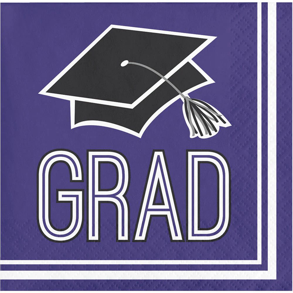 Congrats Grad Purple Beverage Napkins (36 ct)