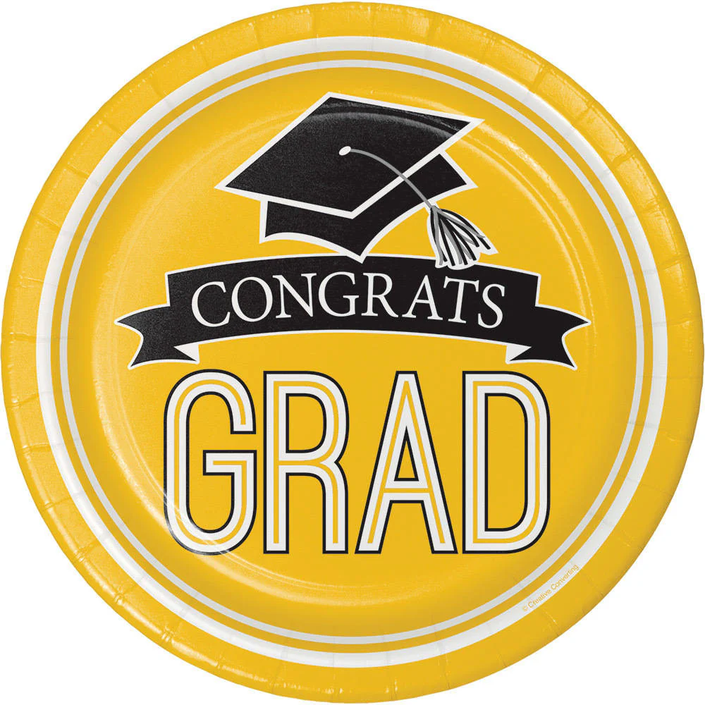 Congrats Grad Yellow Dessert Plates (18 ct)
