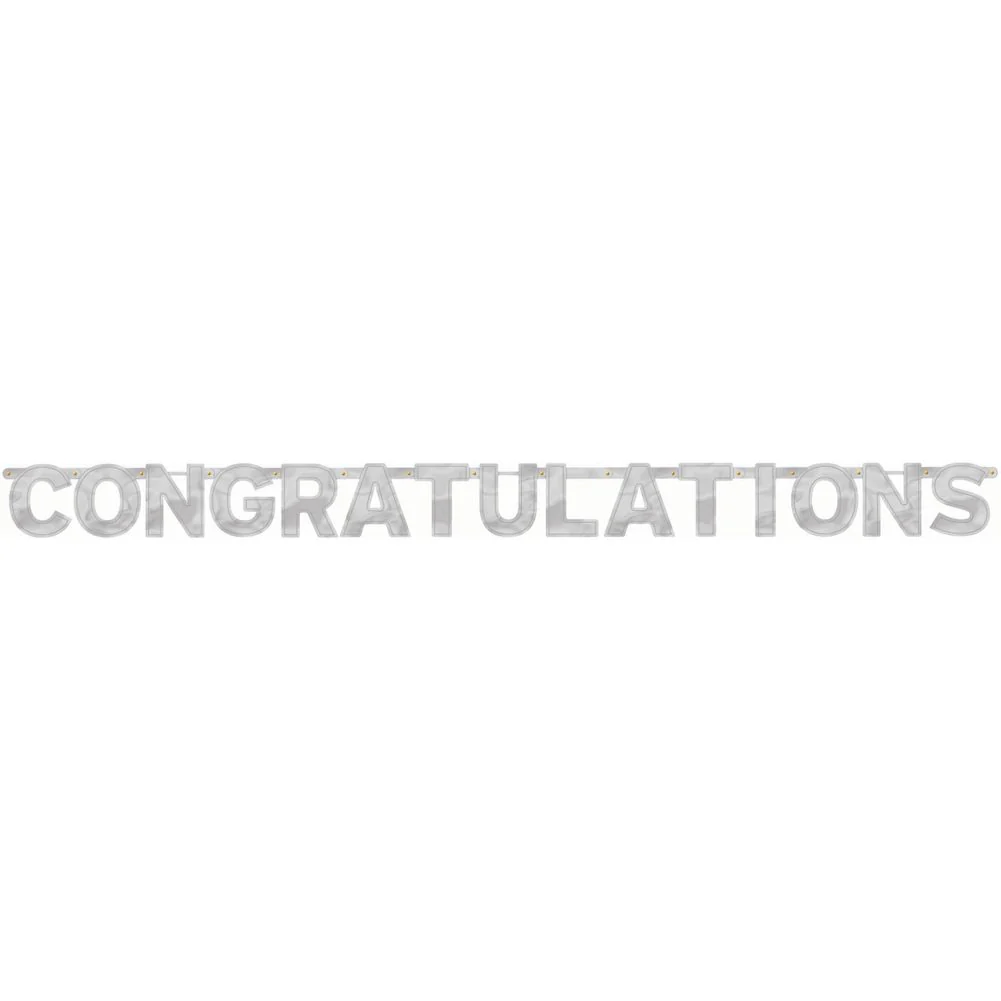 "Congratulations" Letter Banner- Silver
