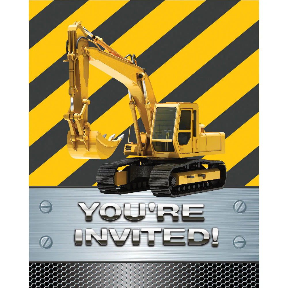 Construction Birthday Zone Invitations (8ct)