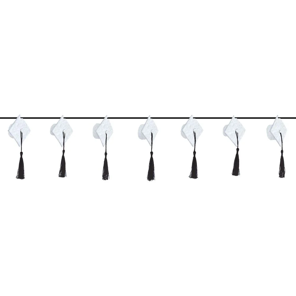 Graduation Garland Dimensional Grad Cap White (1ct)