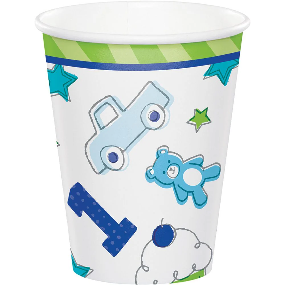Doodle 1st Birthday Boy 9oz Paper Cups (8 ct)