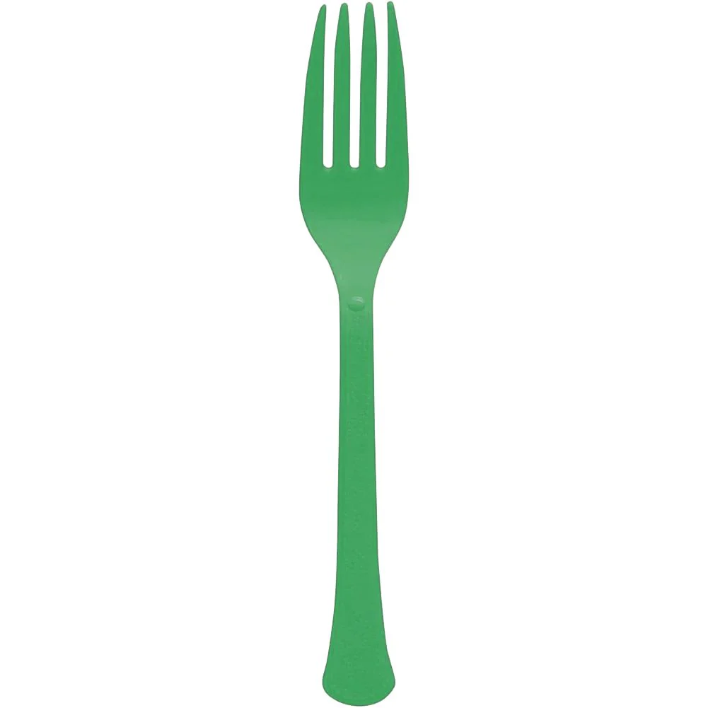 Festive Green Heavy Weight Plastic Forks (48ct)