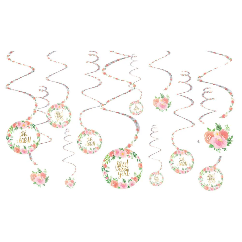 Floral Baby Hanging Swirls (12 ct)