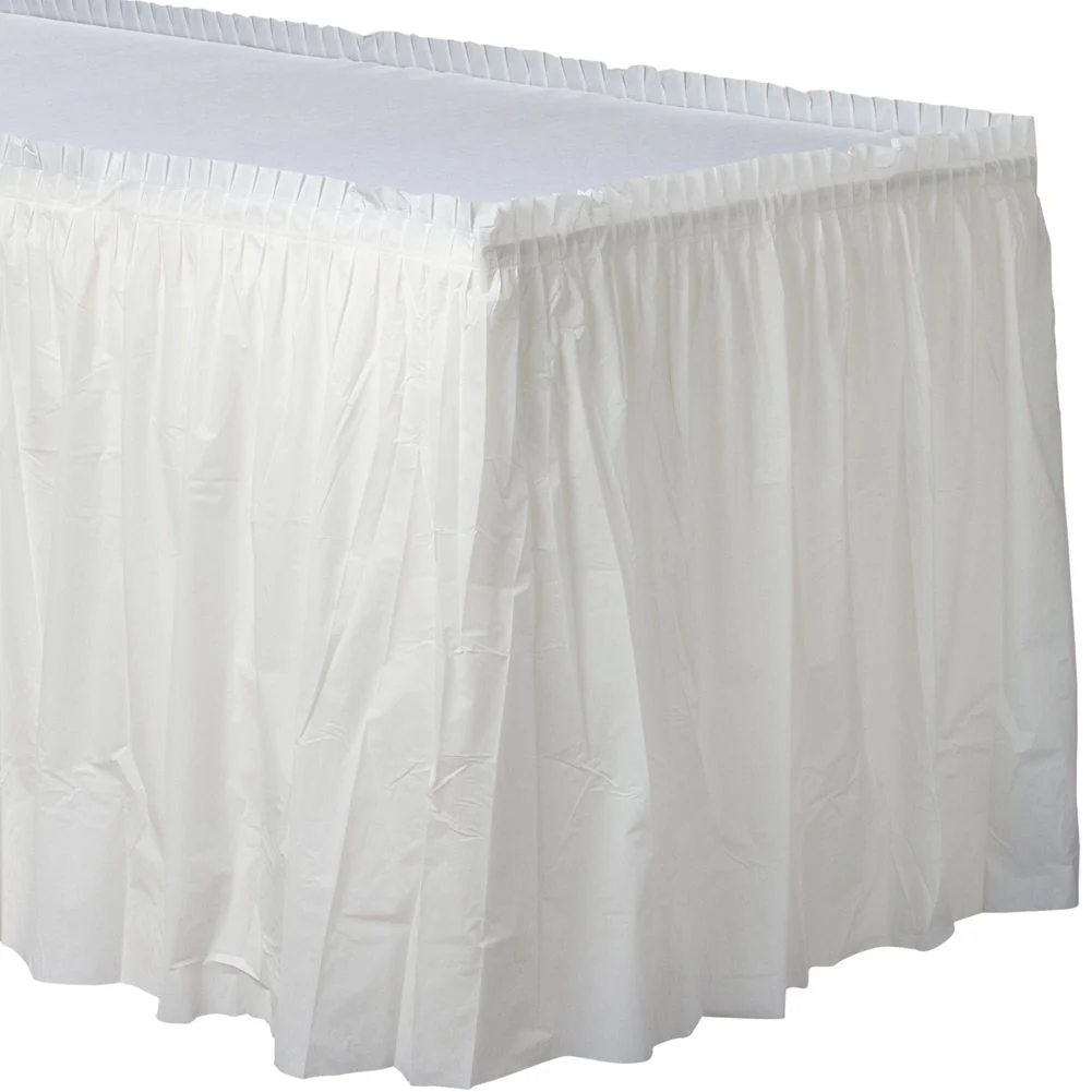 Frosty White Tableskirt Plastic 21' X 29"