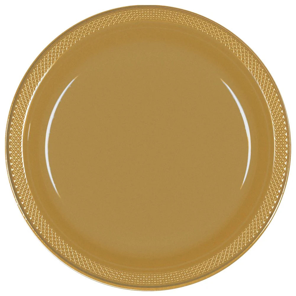 Gold Plastic Dinner Plates (20ct) - Image 2