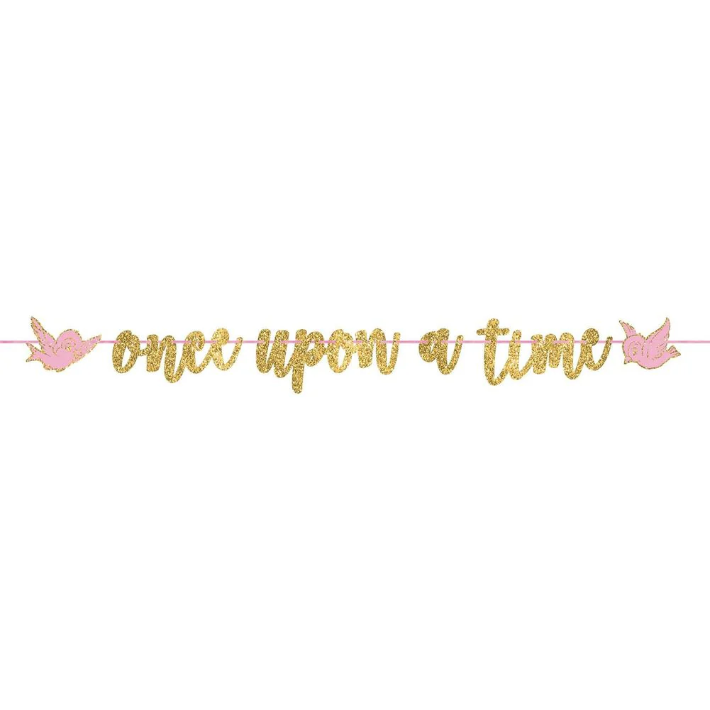 Gold Glitter "Once Upon A Time" Script Letter Banner