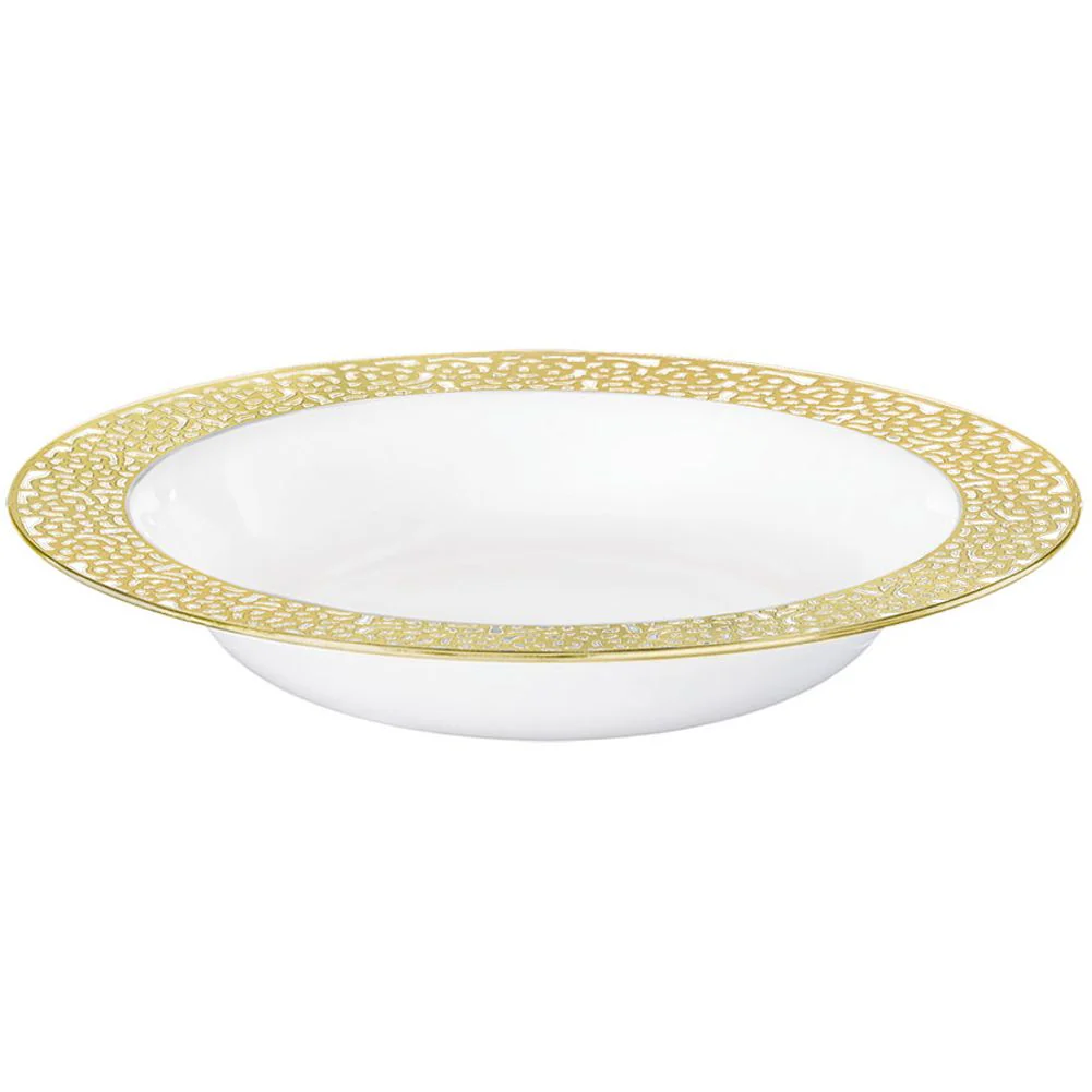 Gold Laced White Plastic 12oz Bowls (10 ct)