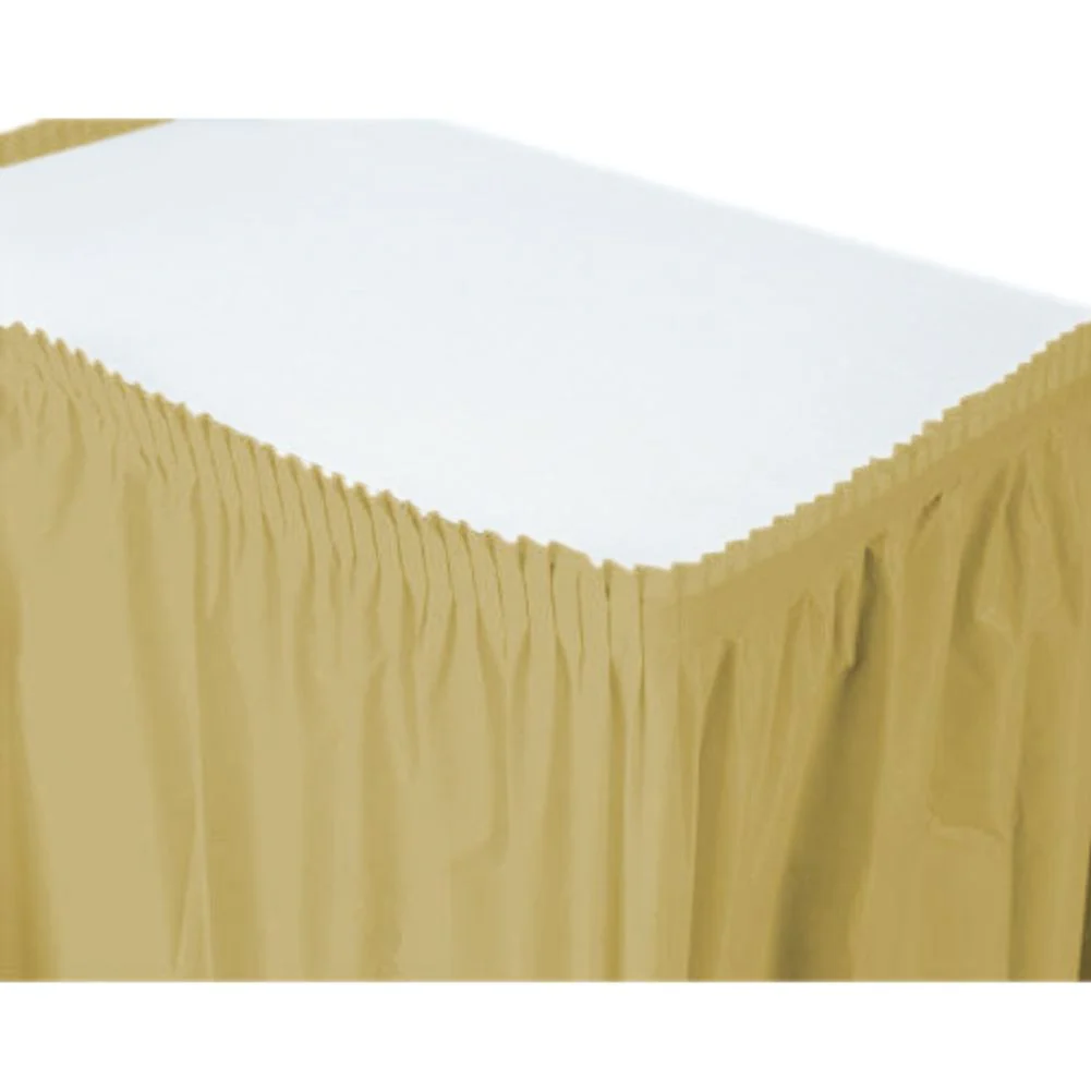 Gold Tableskirt Plastic 14' X 29"