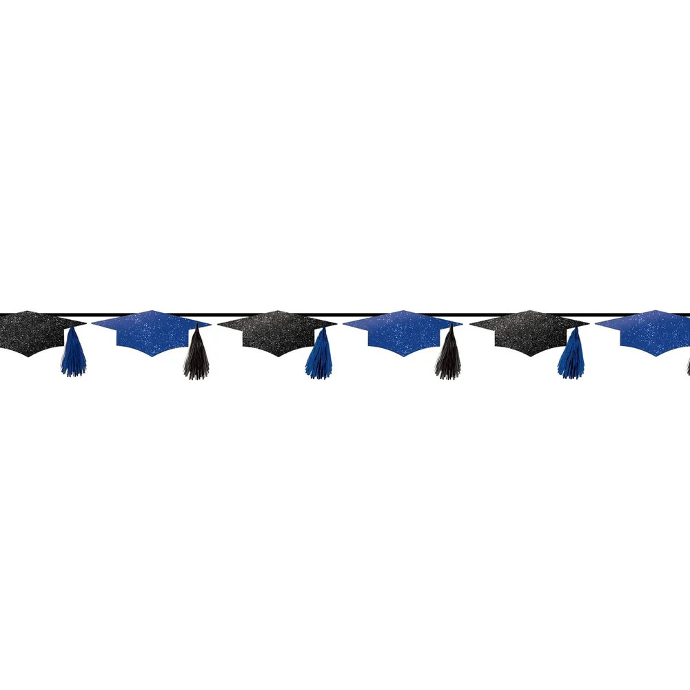 Grad Cap Tassel Banner Blue (1ct)