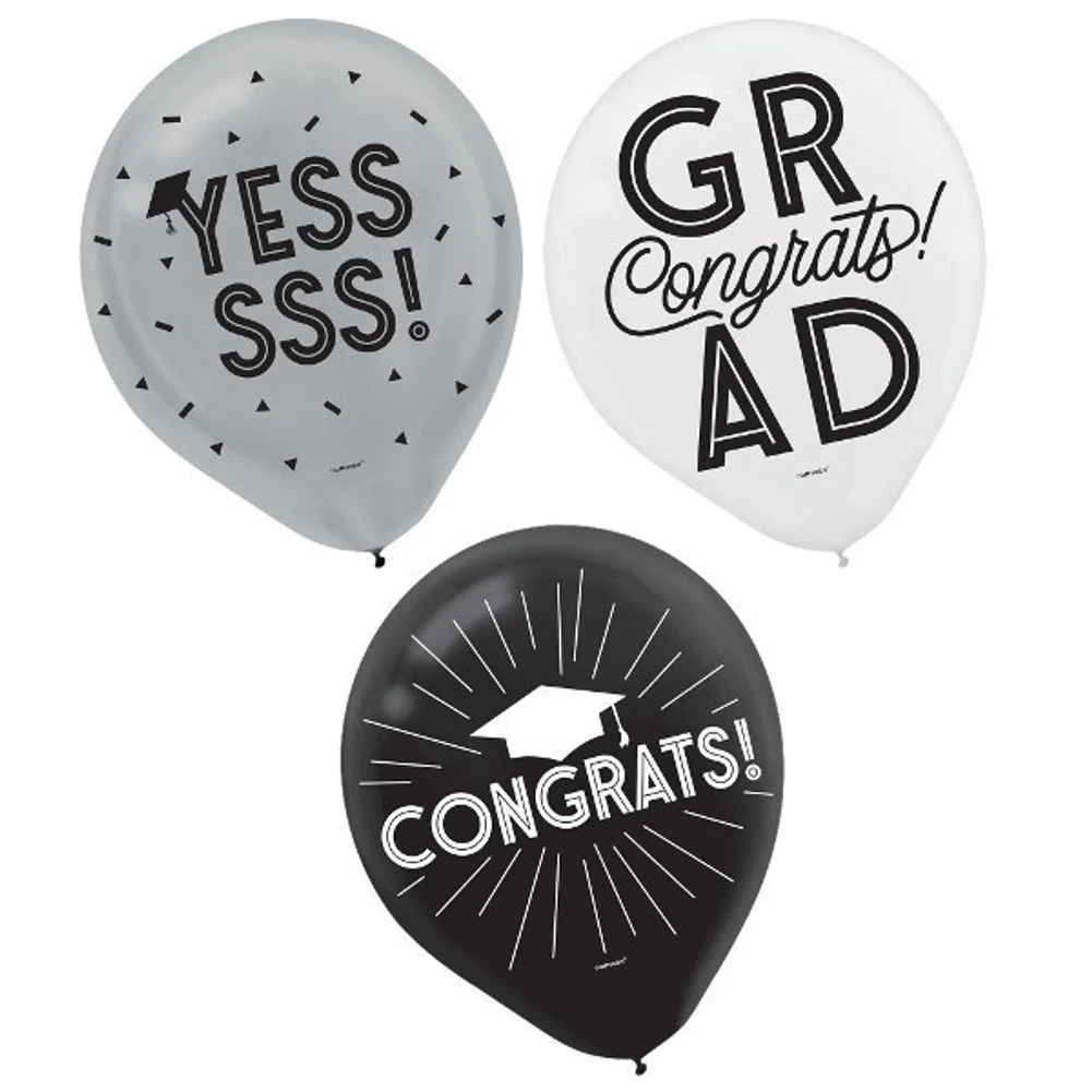 Grad Grid Latex Balloons (15 ct)