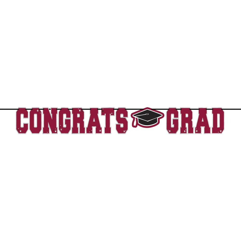 Grad Large Foil Letter Banner Maroon (1ct)