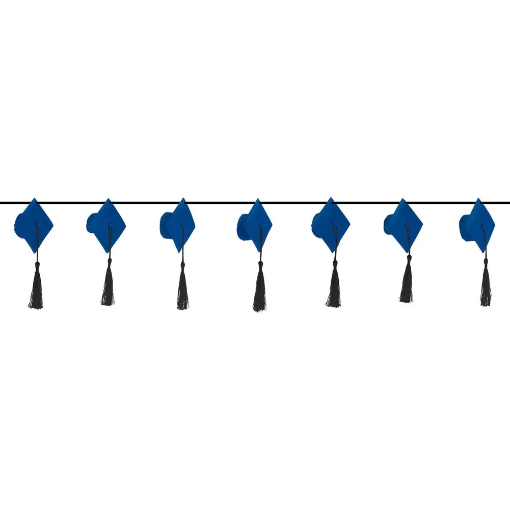 Graduation Garland Dimensional Grad Cap Blue (1ct)