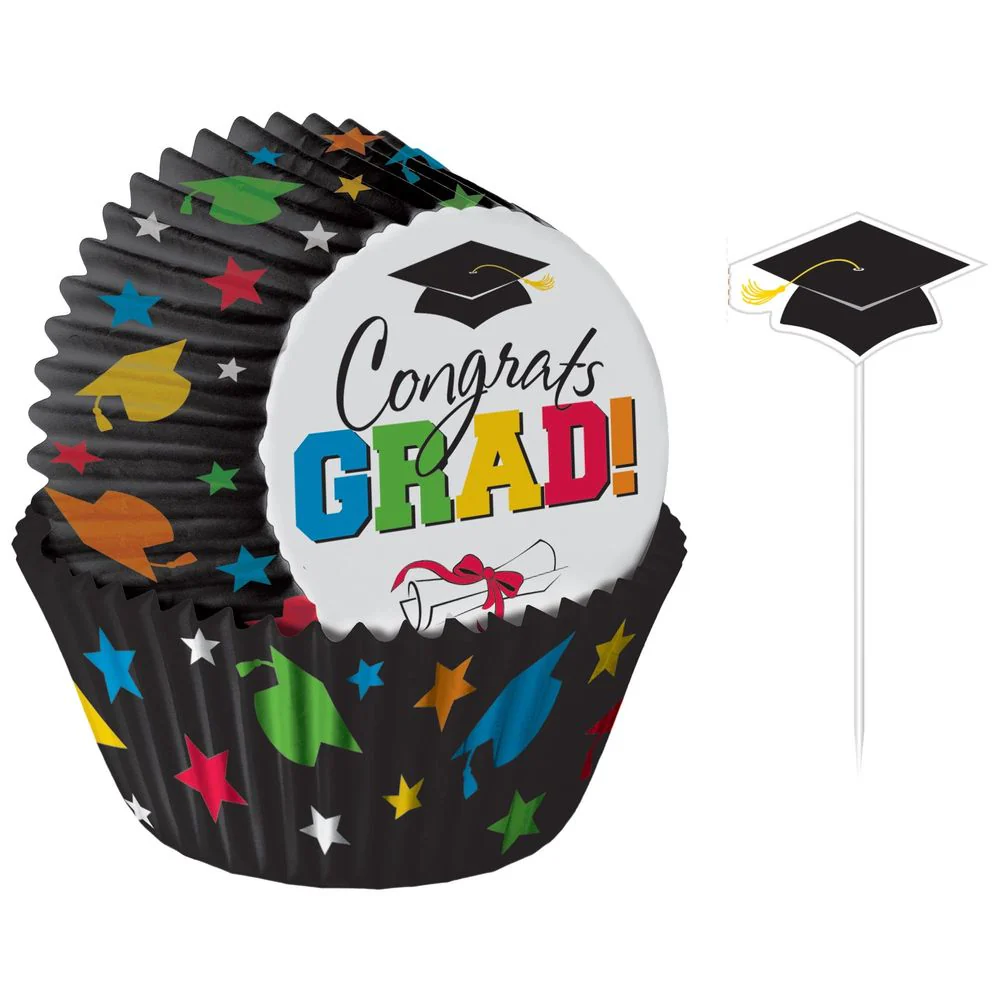 Graduation Multicolor Baking Cups and Picks (48ct)
