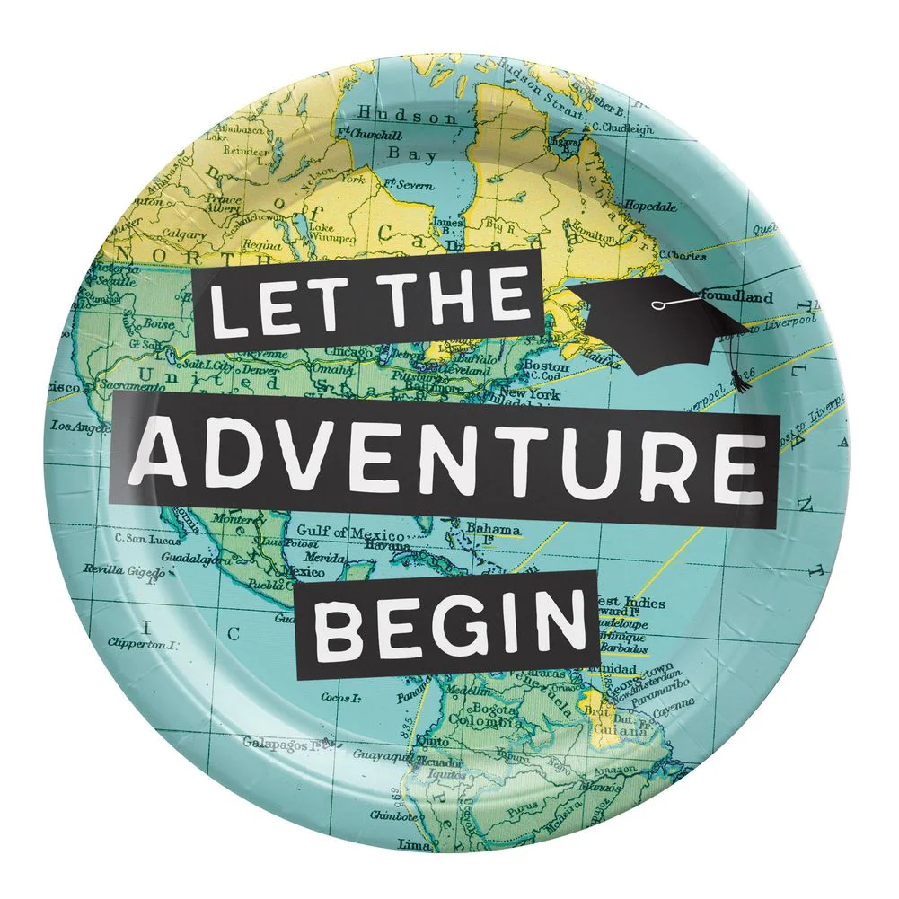 Graduation The World Awaits 7" Round Plates (18ct)