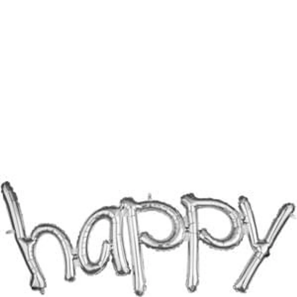 Freestyle Phrase “Happy†Silver Foil Balloon (1ct)