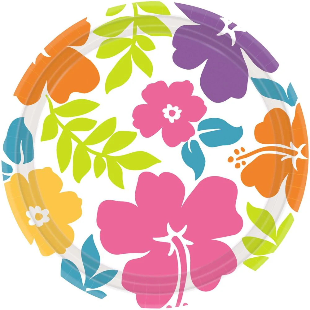 Hibiscus White Dinner Plates, 50ct