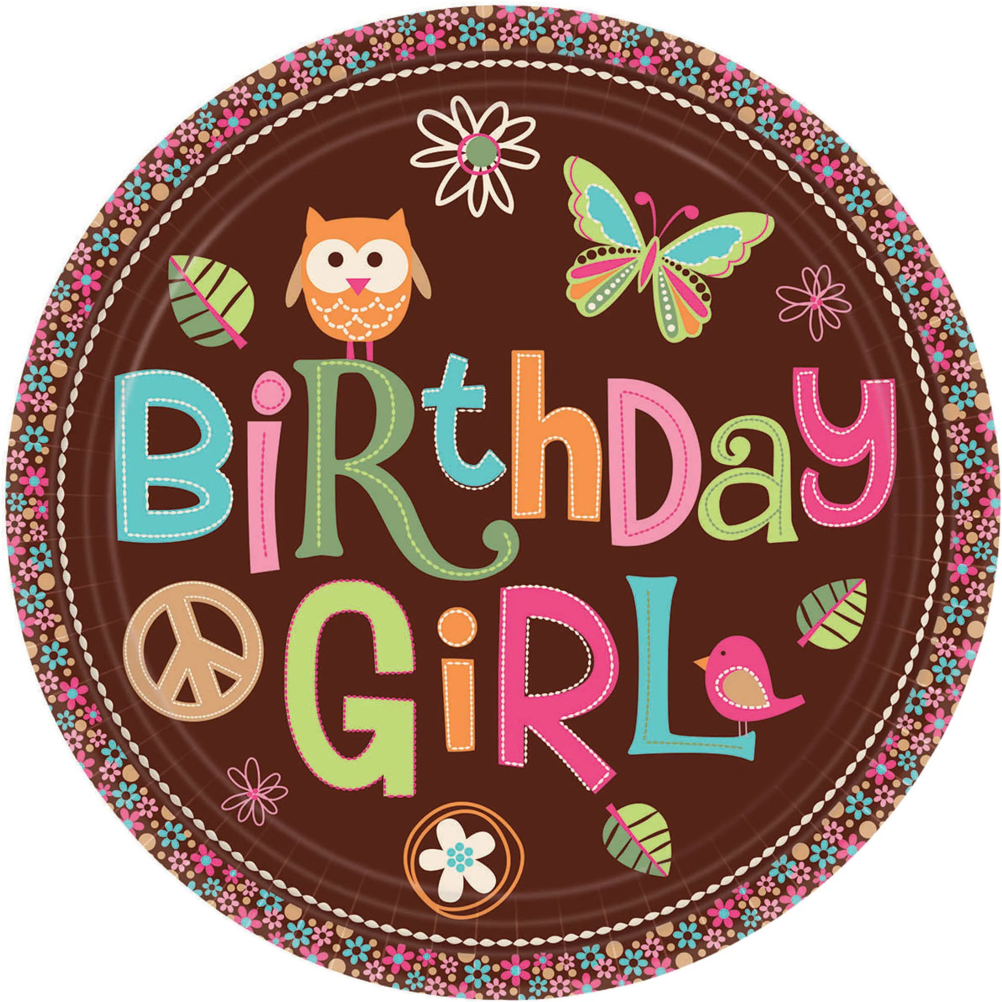 Hippie Chick Birthday Dinner Plates (8ct)