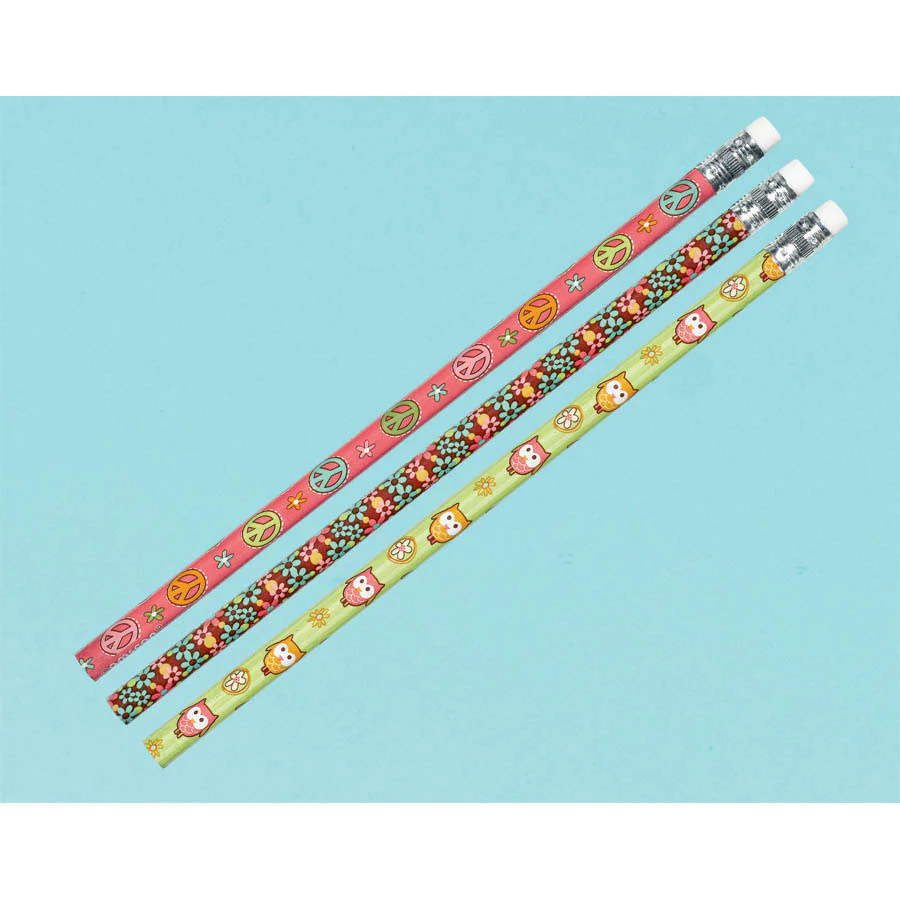 Hippie Chick Birthday Pencils