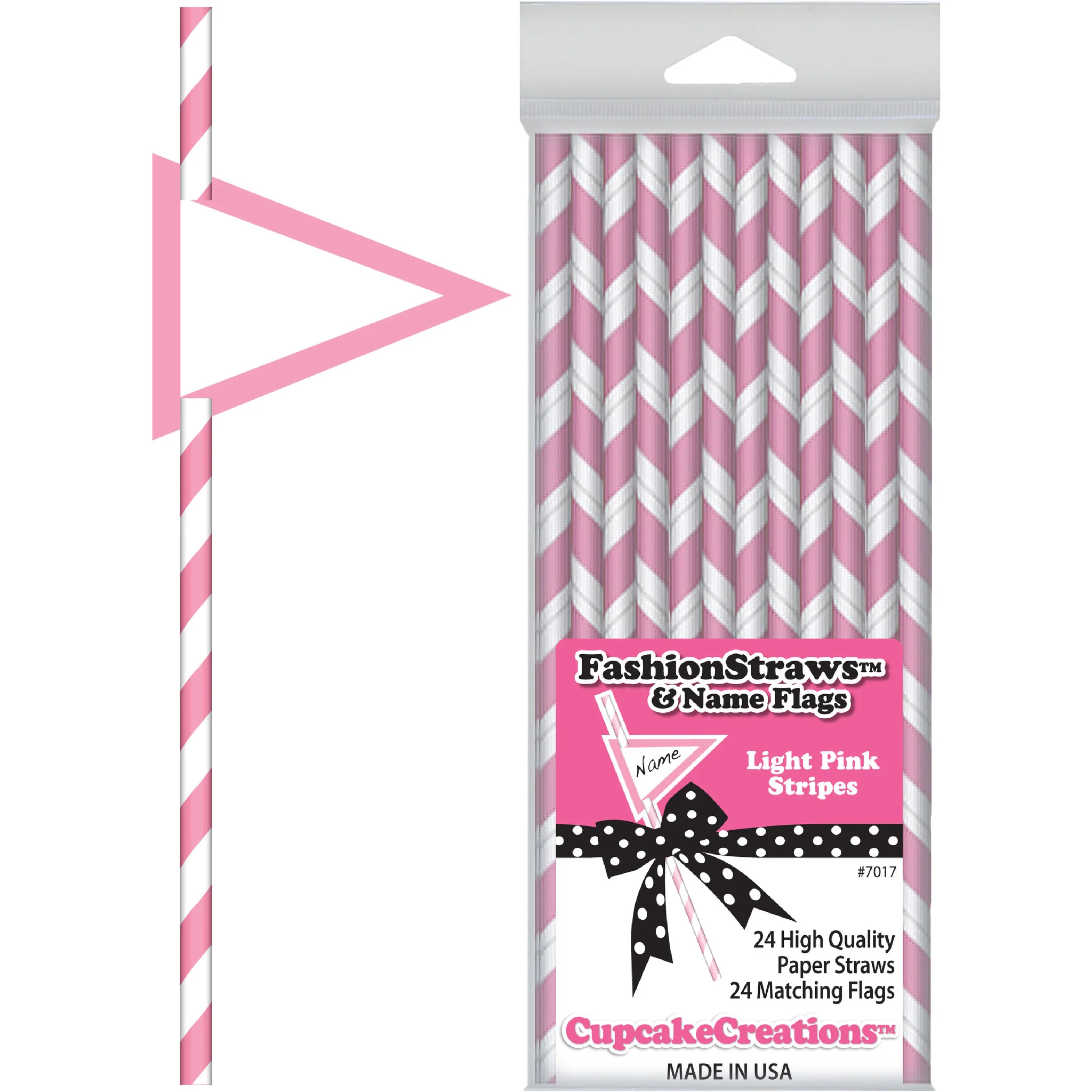 Light Pink Striped Paper Straws