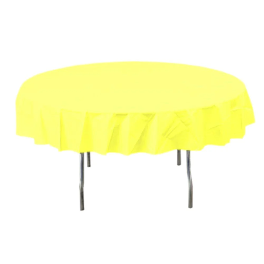 Light Yellow Round Plastic Tablecover