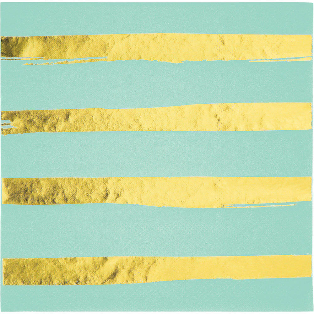 Mint Green & Gold Hot Stamped Luncheon Napkins (16 ct)