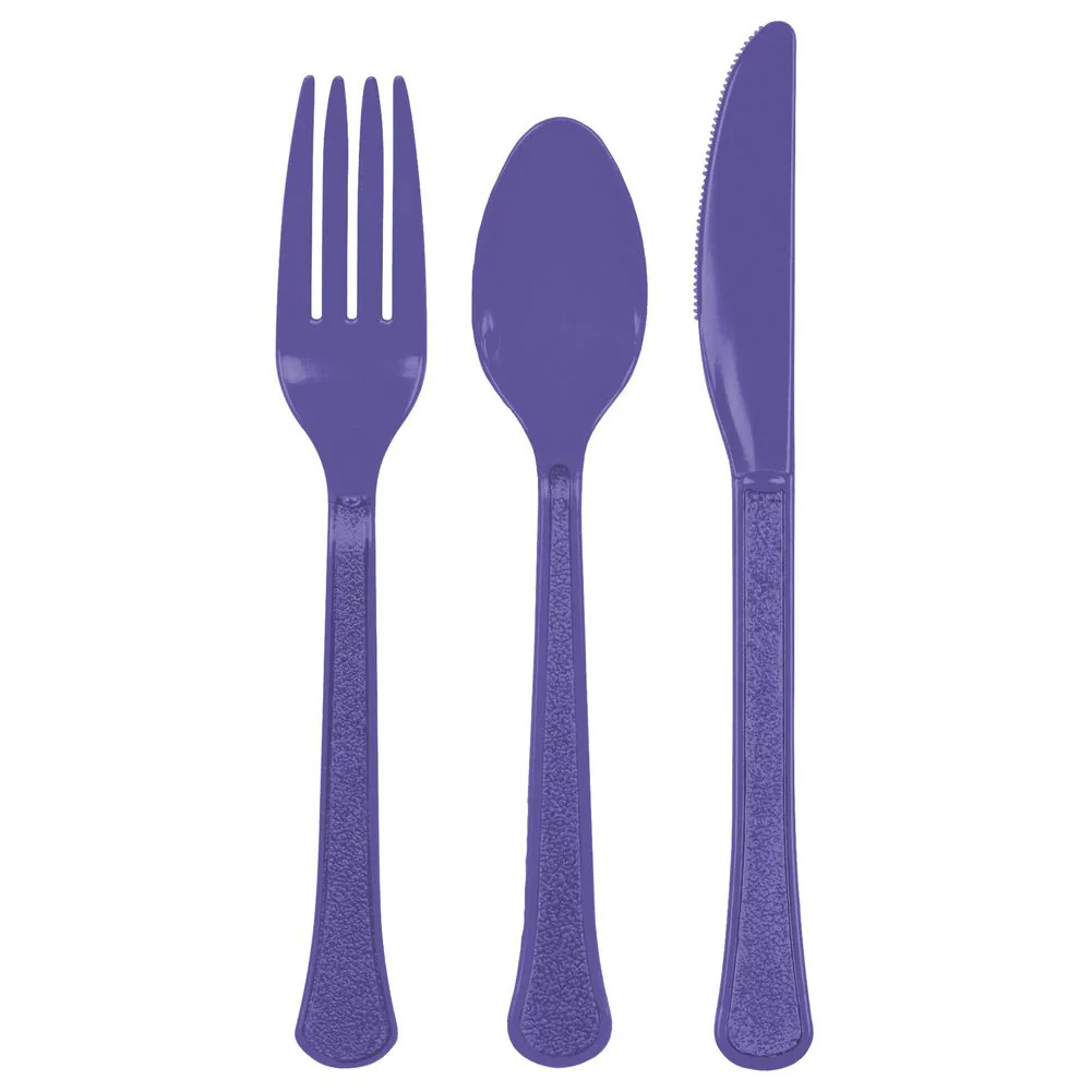 New Purple Assorted Plastic Cutlery (24ct)