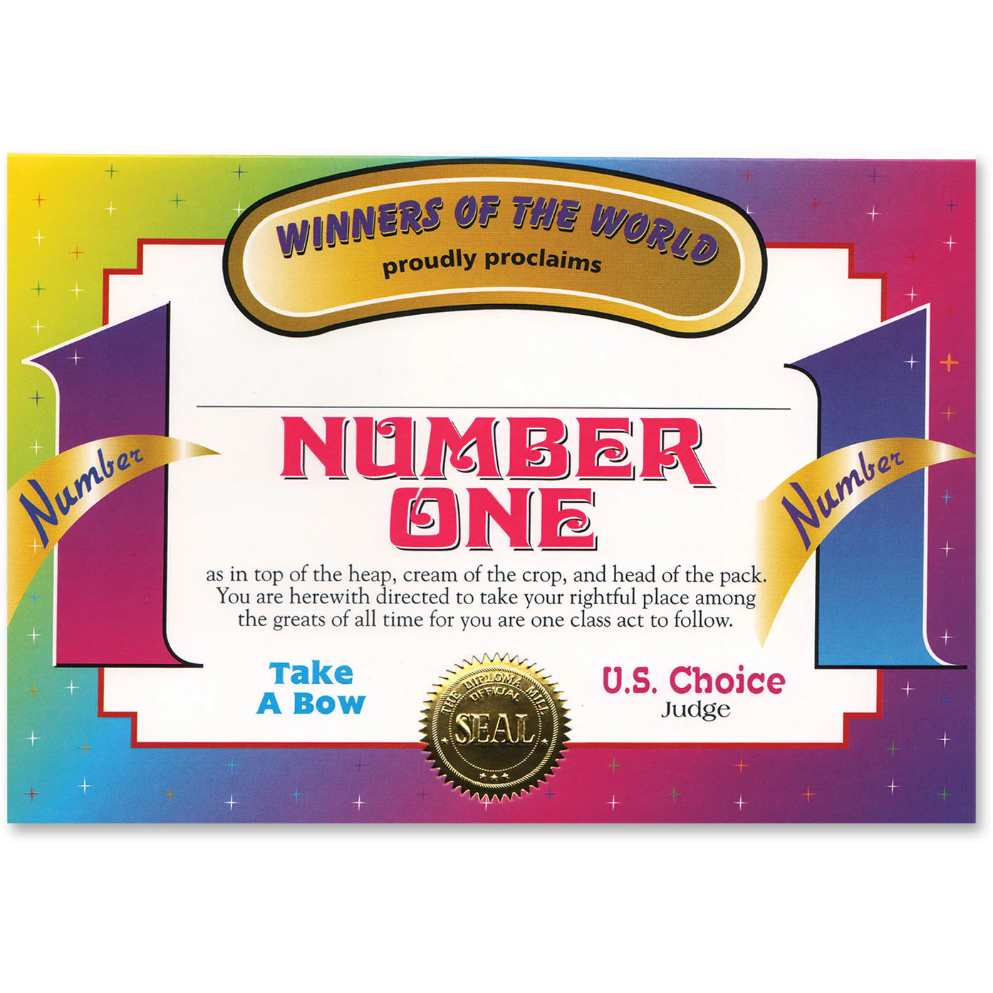 Number One Certificate Greeting