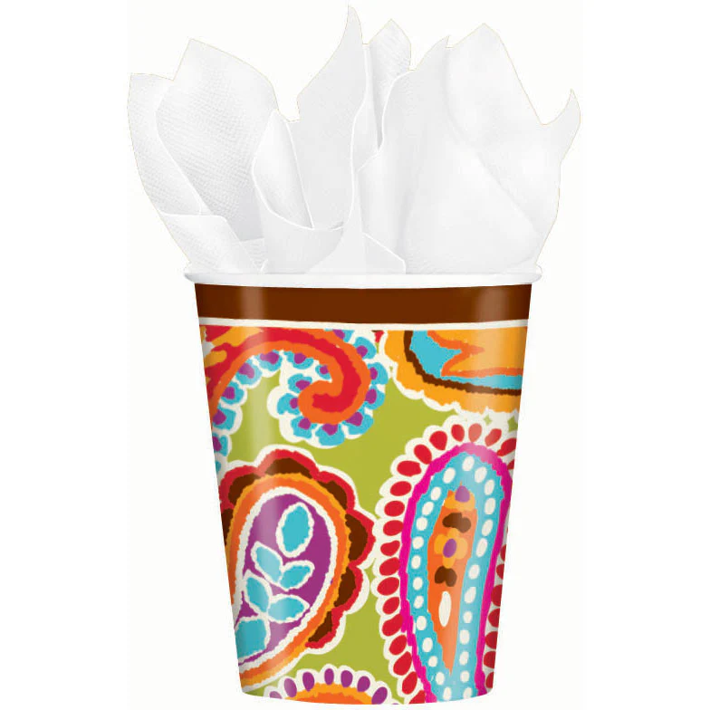 Paisley Brights 9oz Paper Cups (8ct)