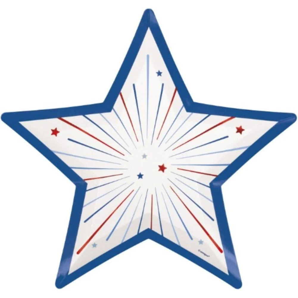 Patriotic USA Star-Shaped Dinner Plates (8ct)