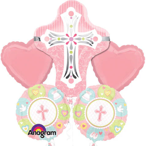 Pink Cross Bouquet of Balloons (5pc)