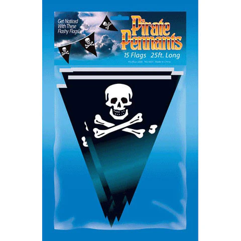Pirate Pennant Flag Banner Black 25''