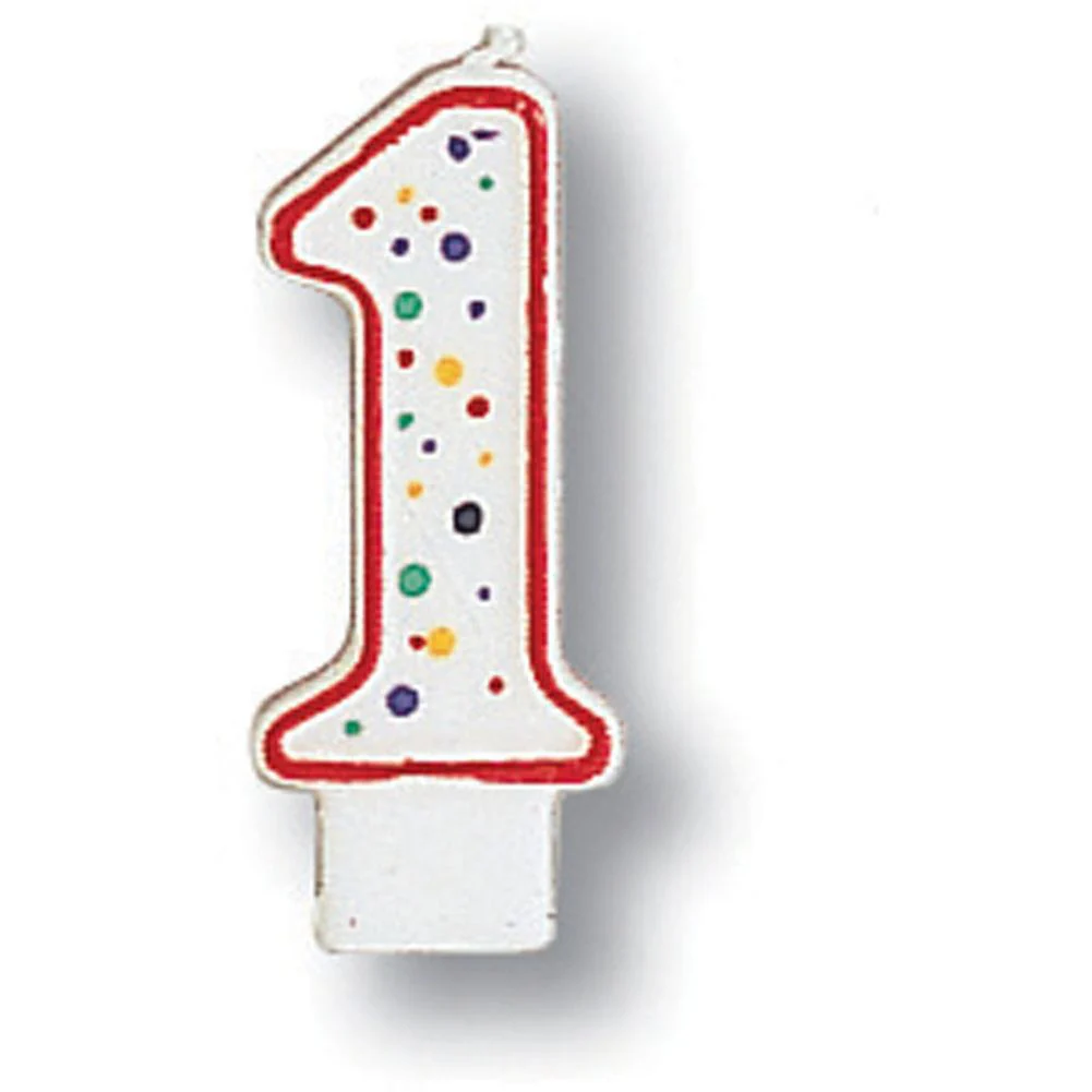 Polka Dot "1" Numeral Candle