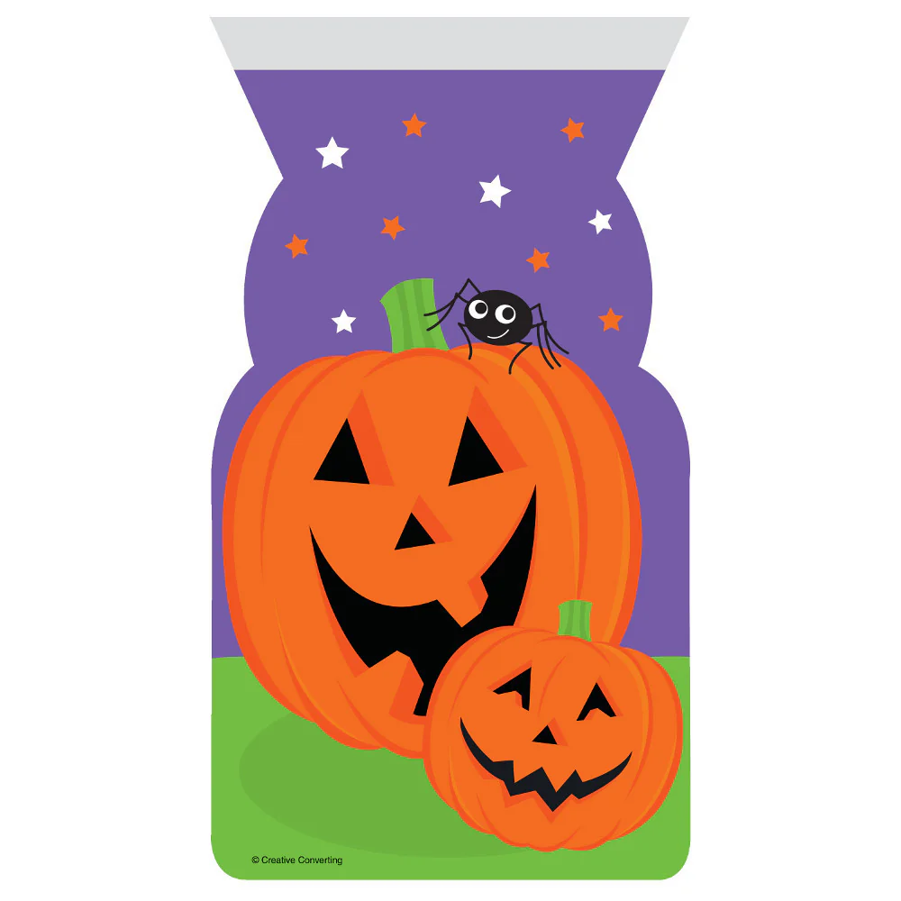 Pumpkin Face Cello Zip Shaped Bags